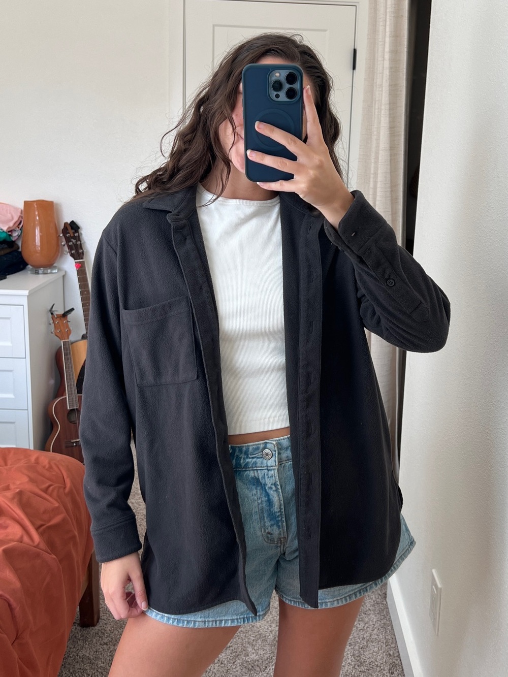 Madewell MWL Fleecelayer Shirt-Jacket - Black Coal